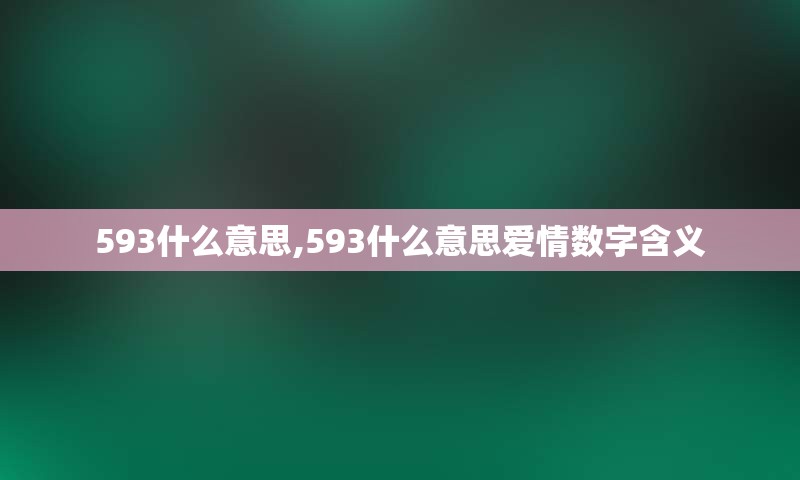 593什么意思,593什么意思爱情数字含义