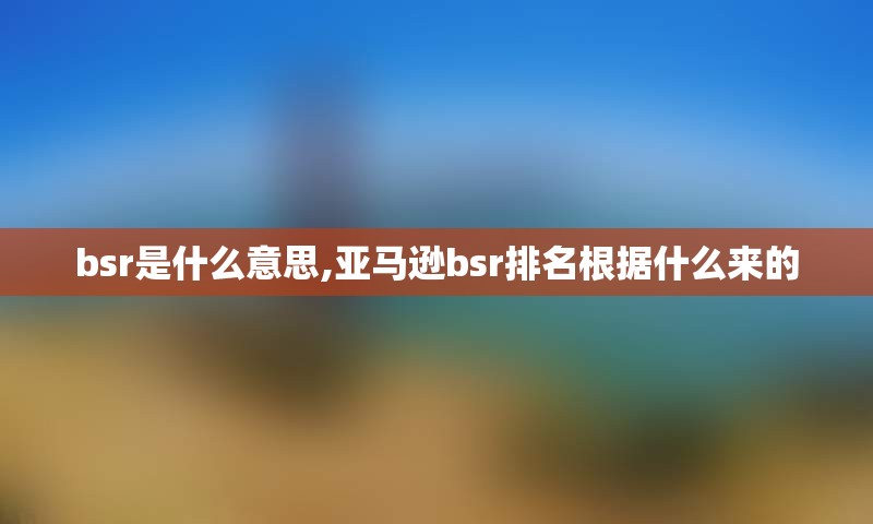 bsr是什么意思,亚马逊bsr排名根据什么来的