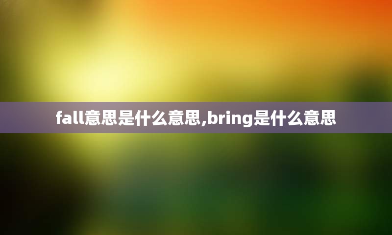 fall意思是什么意思,bring是什么意思