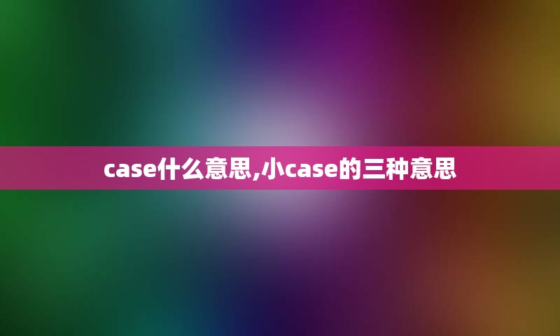 case什么意思,小case的三种意思