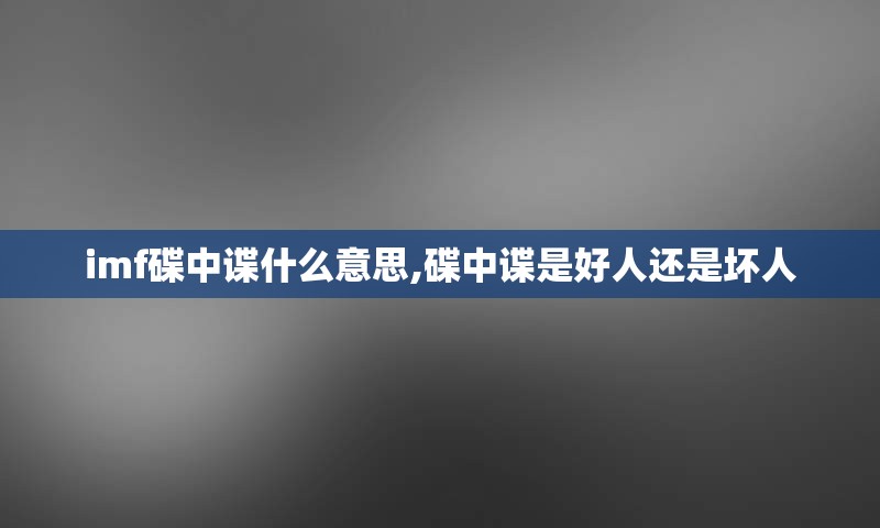 imf碟中谍什么意思,碟中谍是好人还是坏人