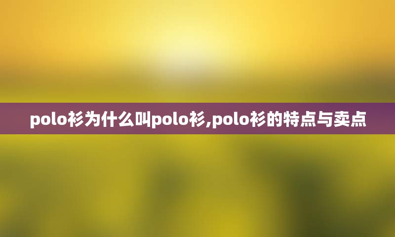 polo衫为什么叫polo衫,polo衫的特点与卖点