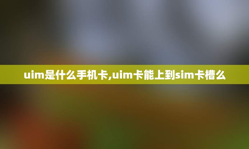 uim是什么手机卡,uim卡能上到sim卡槽么