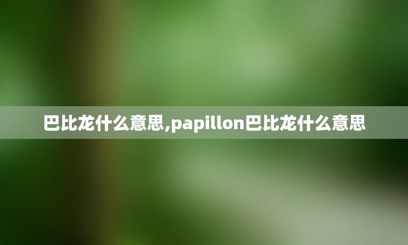 巴比龙什么意思,papillon巴比龙什么意思