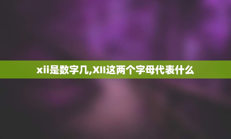 xii是数字几,XII这两个字母代表什么