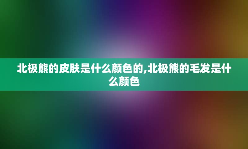 北极熊的皮肤是什么颜色的,北极熊的毛发是什么颜色