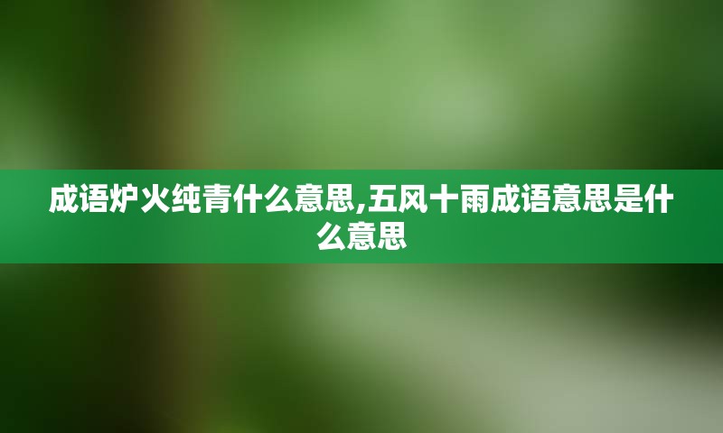 成语炉火纯青什么意思,五风十雨成语意思是什么意思