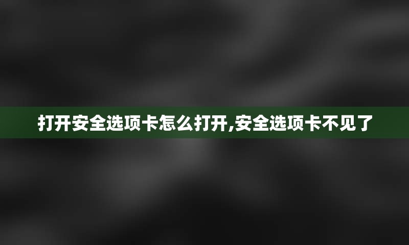 打开安全选项卡怎么打开,安全选项卡不见了