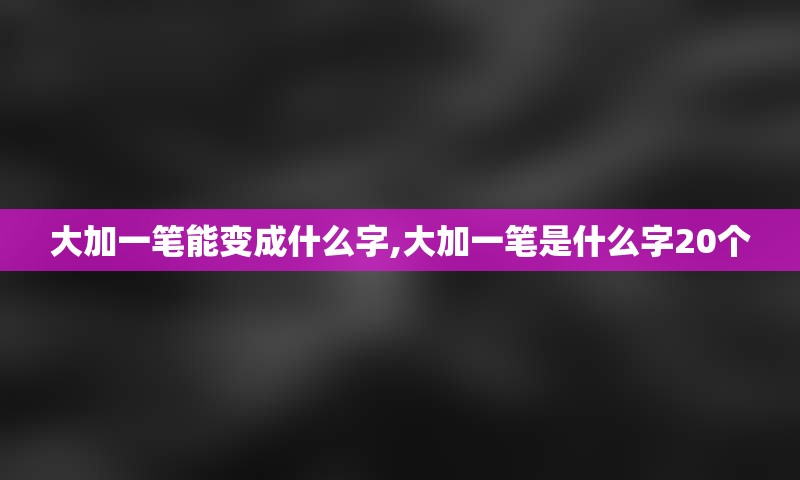 大加一笔能变成什么字,大加一笔是什么字20个