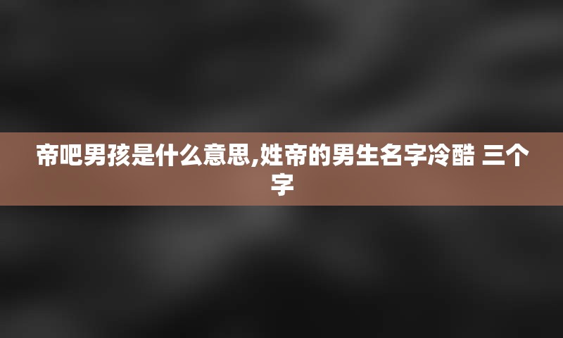 帝吧男孩是什么意思,姓帝的男生名字冷酷 三个字