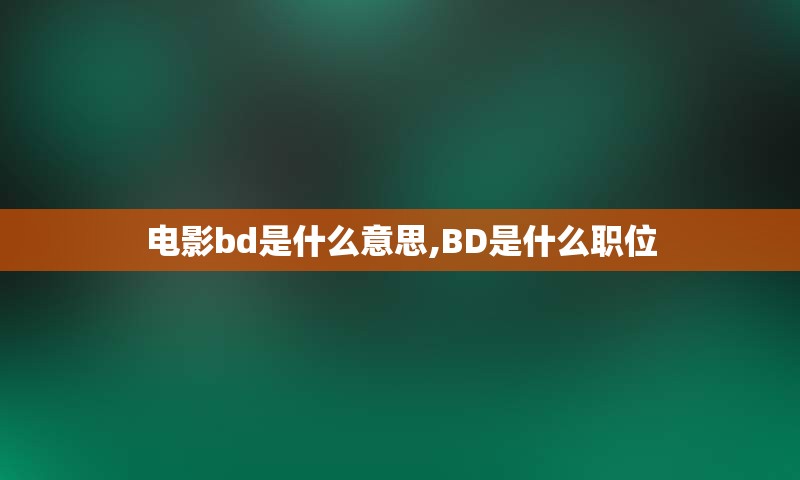 电影bd是什么意思,BD是什么职位