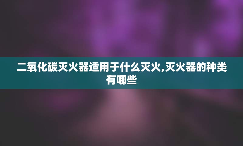 二氧化碳灭火器适用于什么灭火,灭火器的种类有哪些