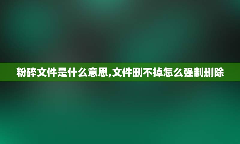 粉碎文件是什么意思,文件删不掉怎么强制删除