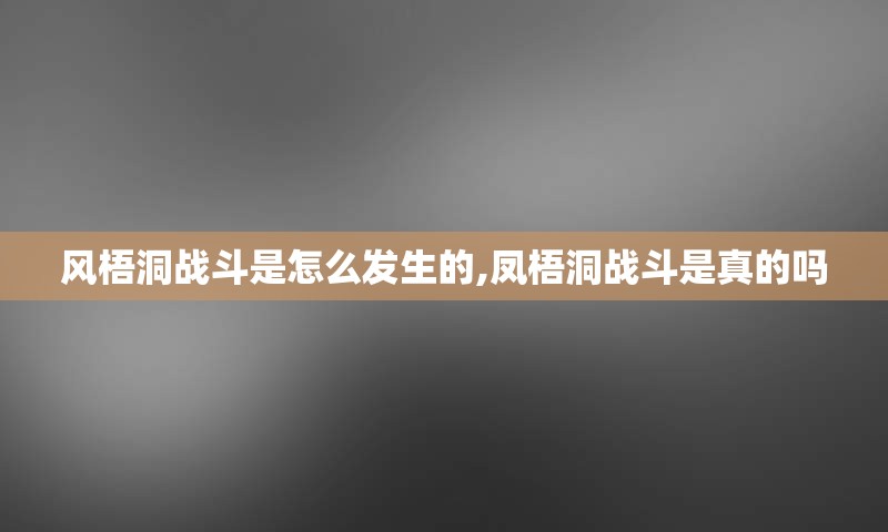 风梧洞战斗是怎么发生的,凤梧洞战斗是真的吗