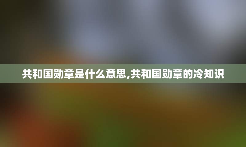 共和国勋章是什么意思,共和国勋章的冷知识