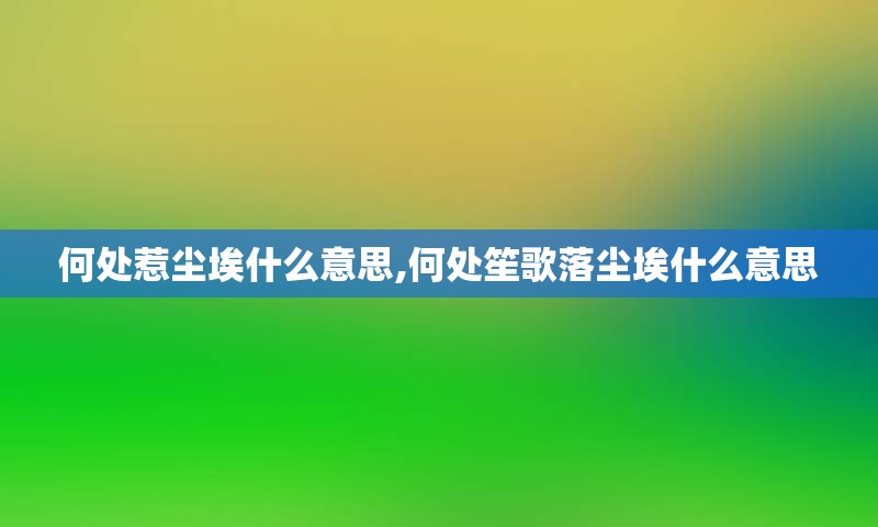 何处惹尘埃什么意思,何处笙歌落尘埃什么意思