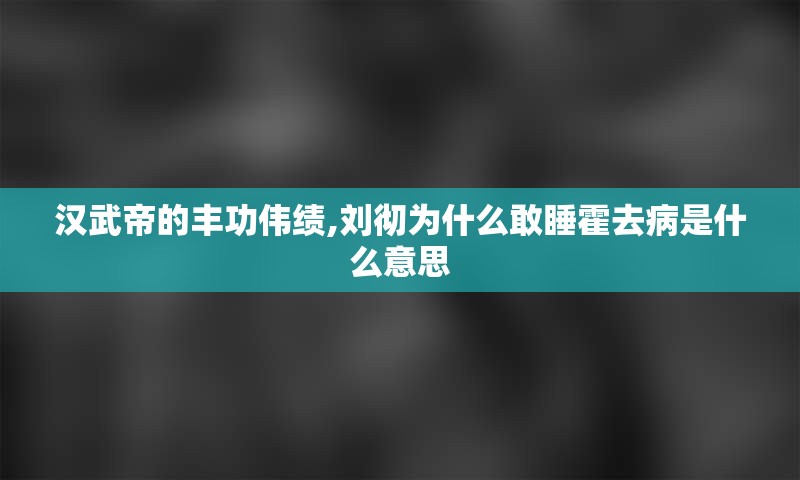 汉武帝的丰功伟绩,刘彻为什么敢睡霍去病是什么意思