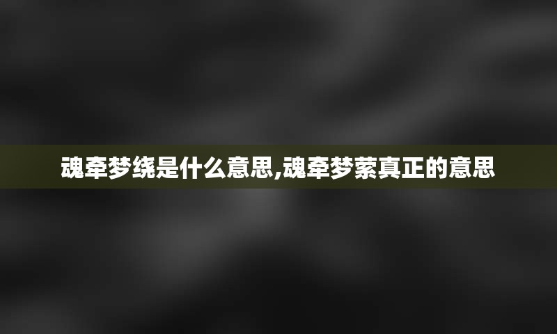 魂牵梦绕是什么意思,魂牵梦萦真正的意思