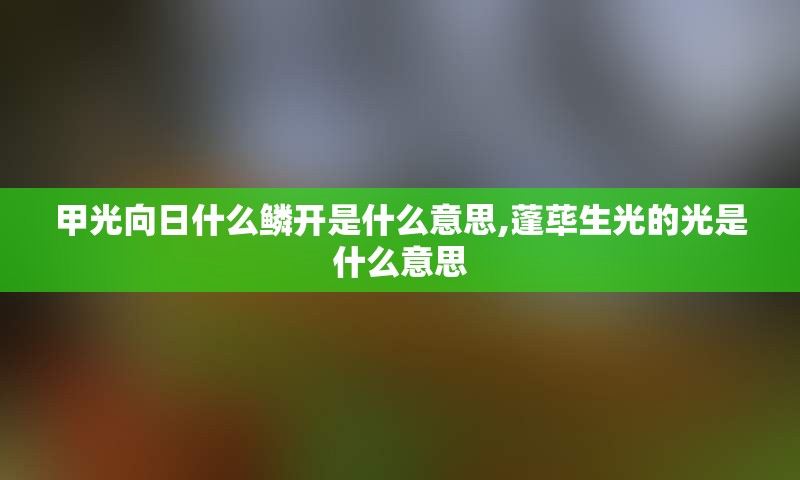 甲光向日什么鳞开是什么意思,蓬荜生光的光是什么意思