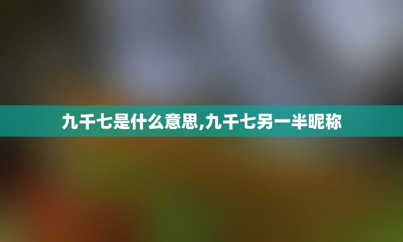 九千七是什么意思,九千七另一半昵称