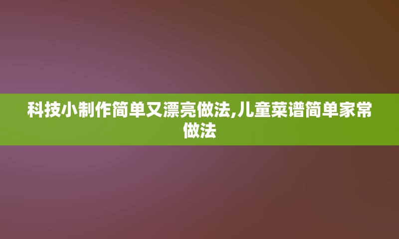 科技小制作简单又漂亮做法,儿童菜谱简单家常做法