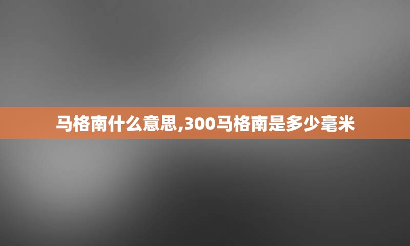 马格南什么意思,300马格南是多少毫米