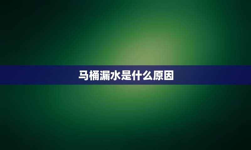 马桶漏水是什么原因