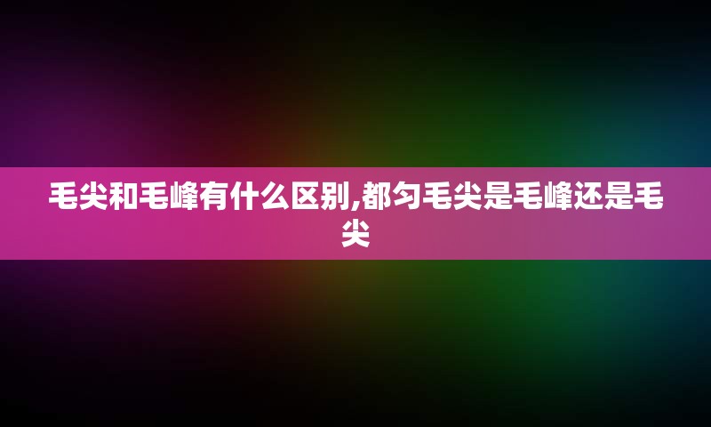 毛尖和毛峰有什么区别,都匀毛尖是毛峰还是毛尖