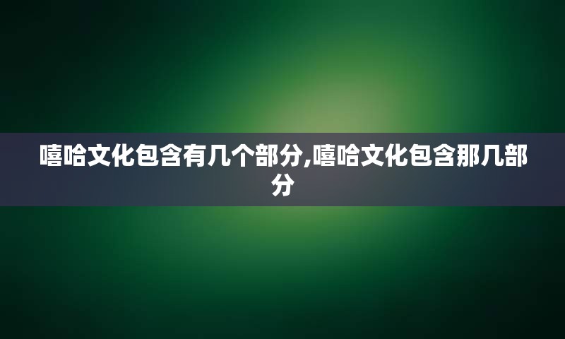 嘻哈文化包含有几个部分,嘻哈文化包含那几部分