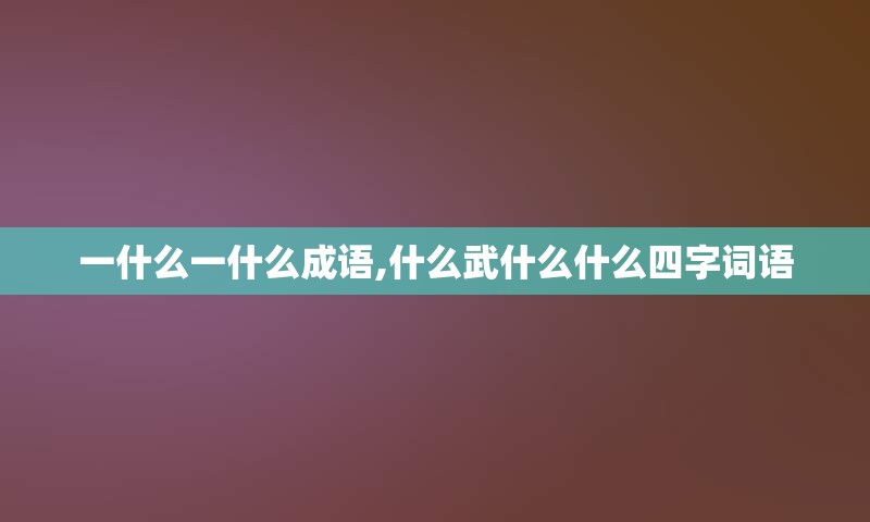 一什么一什么成语,什么武什么什么四字词语