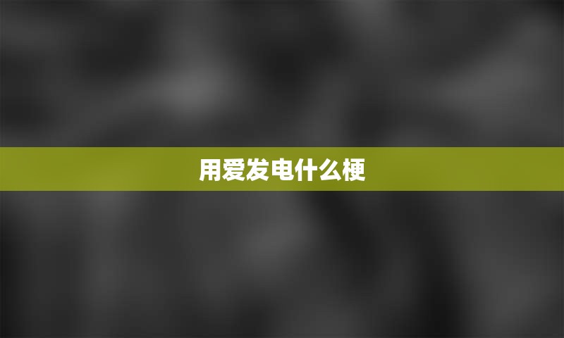 用爱发电什么梗