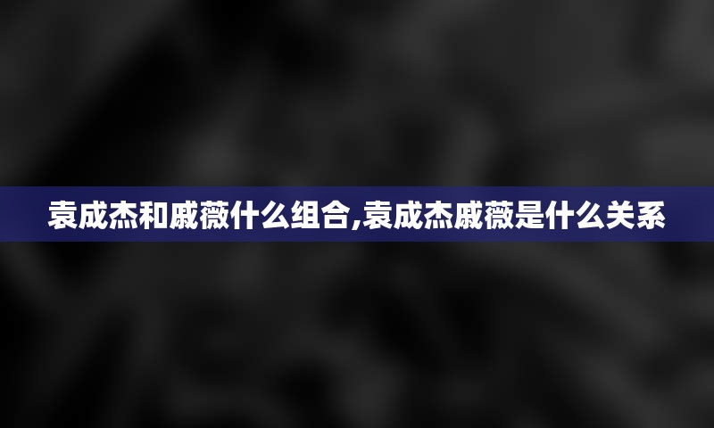 袁成杰和戚薇什么组合,袁成杰戚薇是什么关系