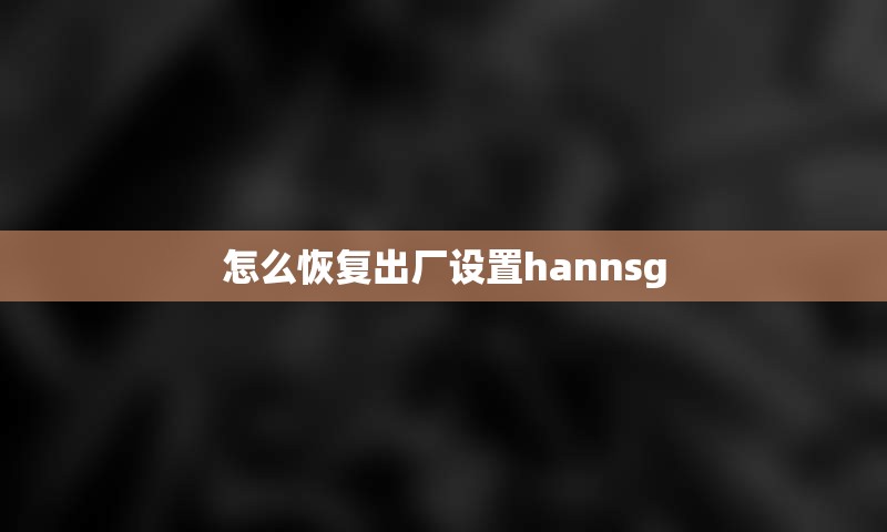 怎么恢复出厂设置hannsg