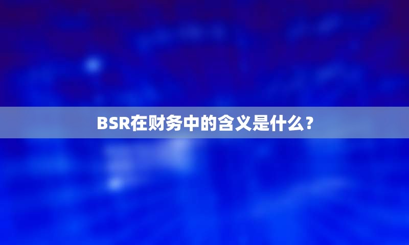 BSR在财务中的含义是什么？