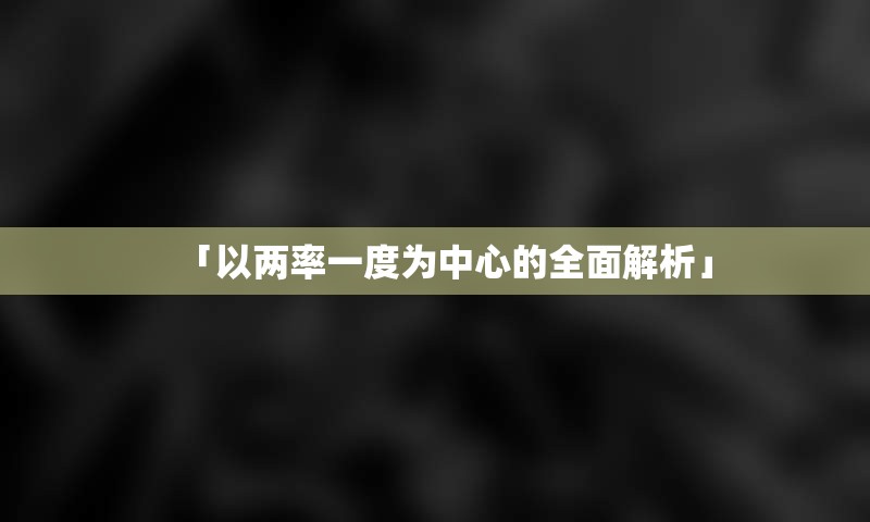 「以两率一度为中心的全面解析」