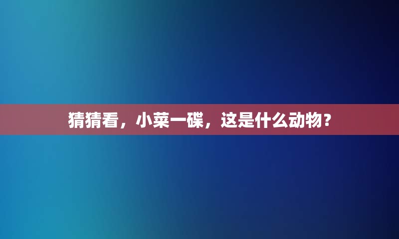 猜猜看，小菜一碟，这是什么动物？