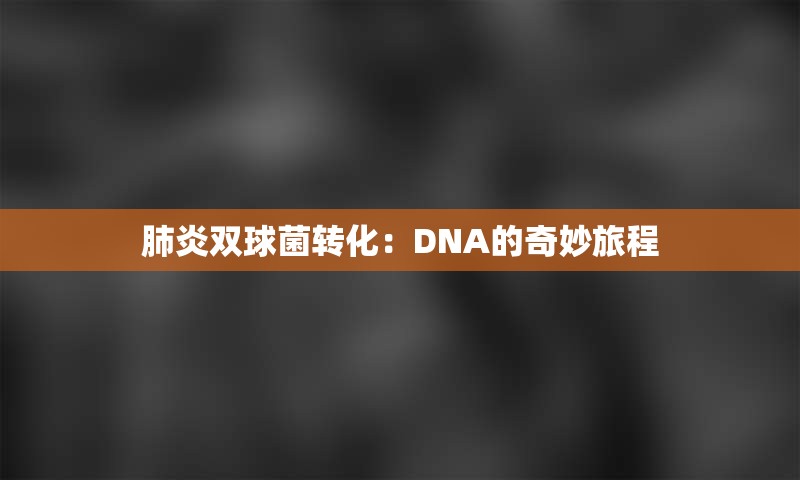 肺炎双球菌转化：DNA的奇妙旅程