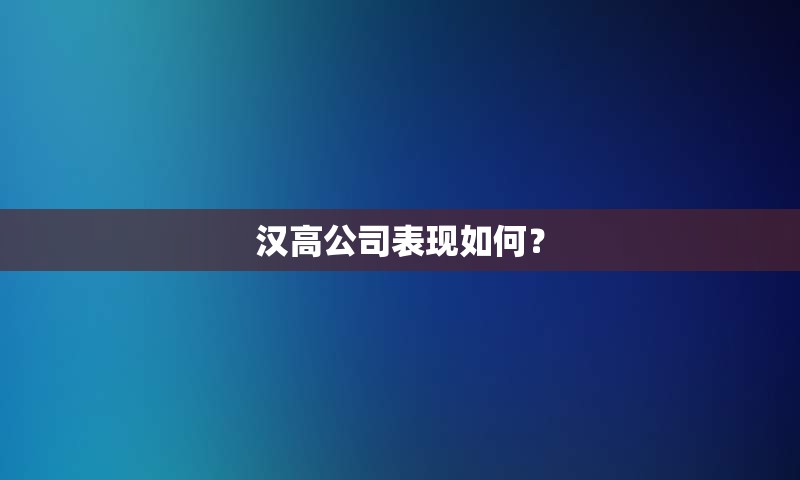 汉高公司表现如何？