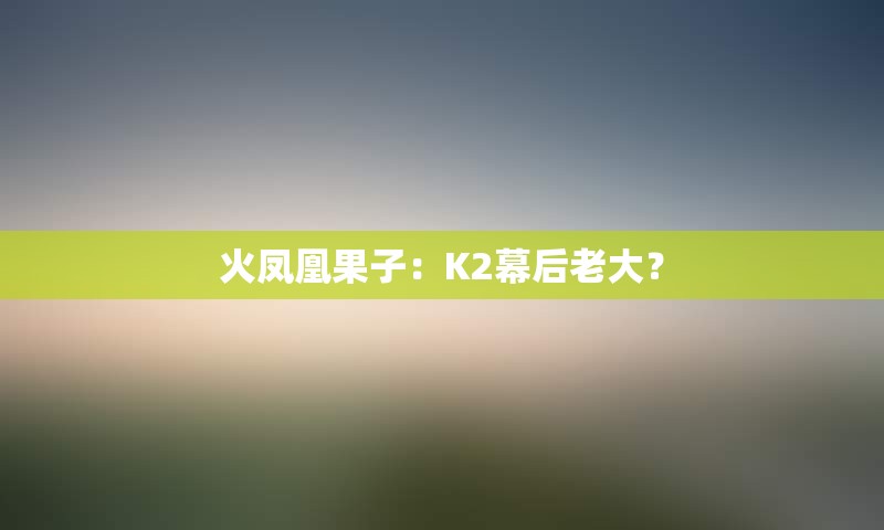 火凤凰果子：K2幕后老大？