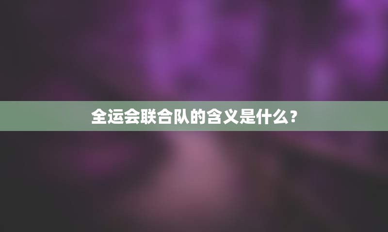 全运会联合队的含义是什么？