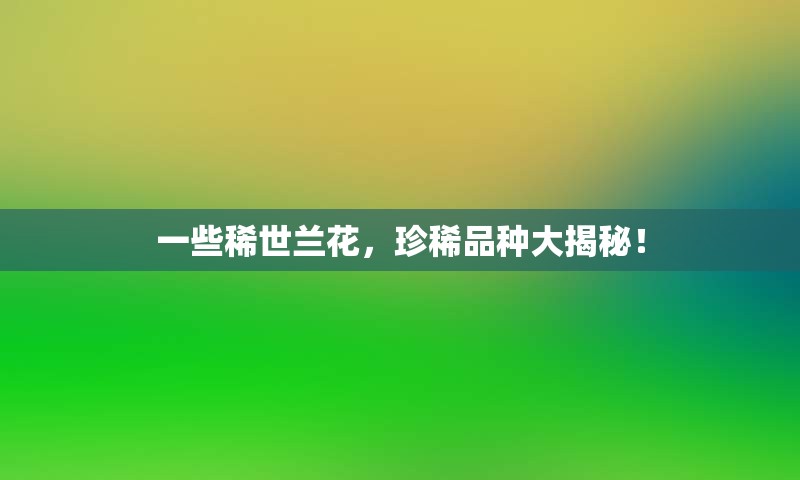 一些稀世兰花，珍稀品种大揭秘！