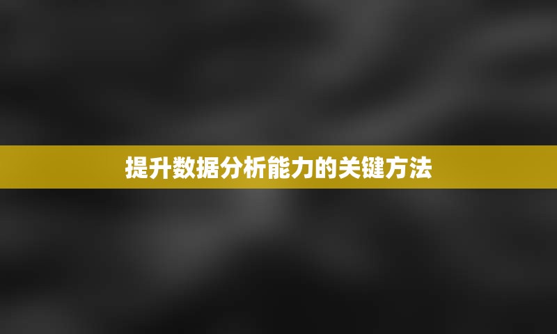 提升数据分析能力的关键方法