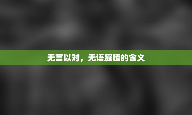 无言以对，无语凝噎的含义