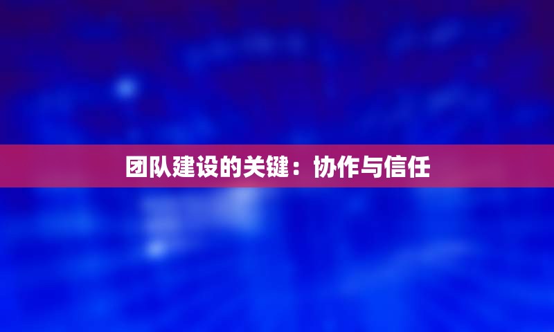 团队建设的关键：协作与信任