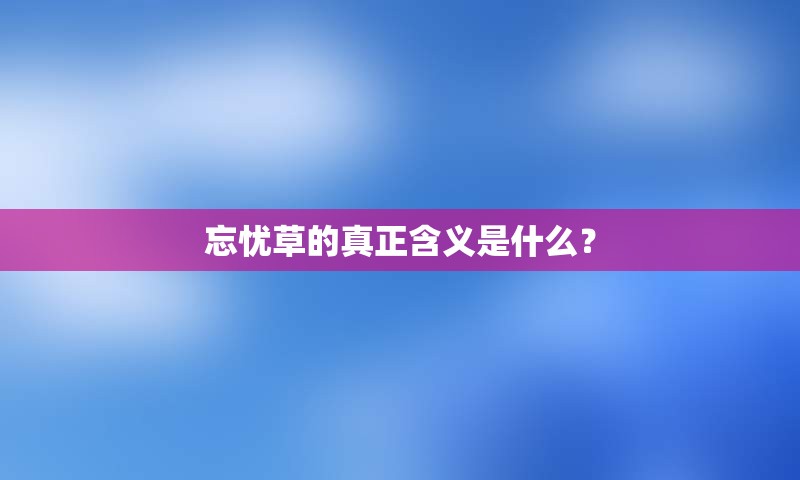 忘忧草的真正含义是什么？