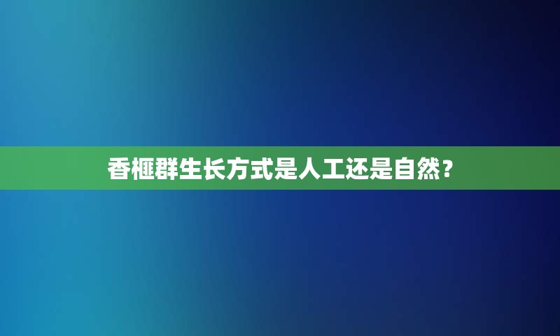 香榧群生长方式是人工还是自然？