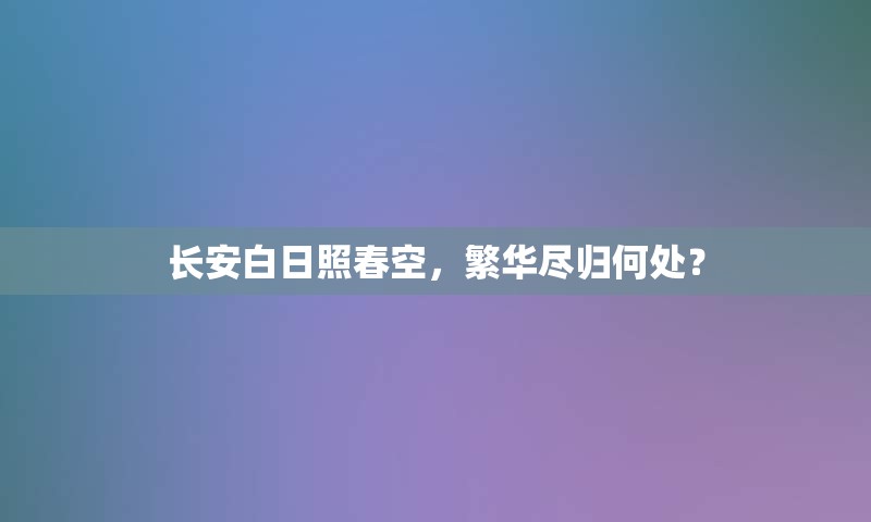 长安白日照春空，繁华尽归何处？