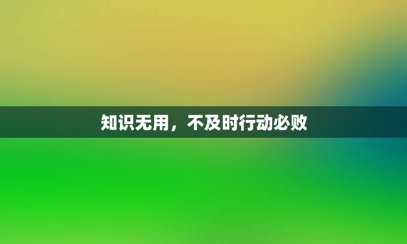 知识无用，不及时行动必败