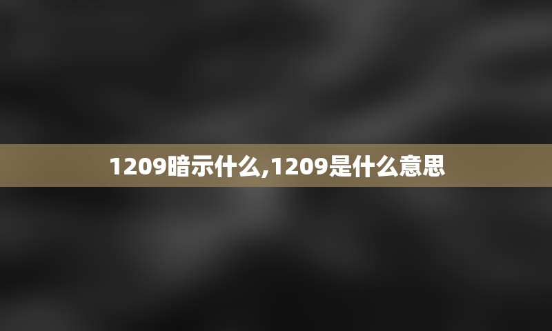 1209暗示什么,1209是什么意思