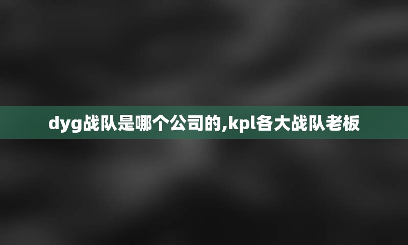 dyg战队是哪个公司的,kpl各大战队老板